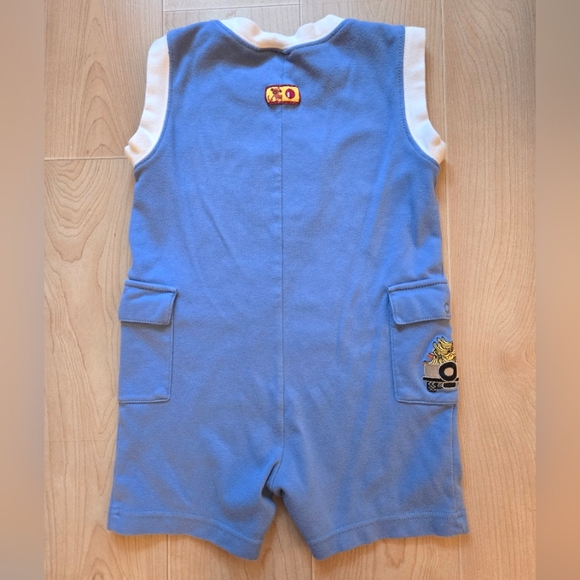 Vintage 1990s Y2K Gymboree monkey Let's Go Bananas blue shorts romper - Picture 2 of 5